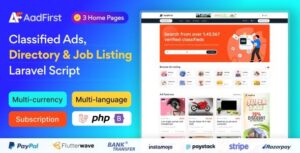 Aadfirst - Classified Ads, Directory & Job Listing Laravel Script With Lifetime Updates.
