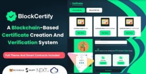 BlockCertify - A Blockchain-based certificate creation and verification system Full Theme With Lifetime Update.