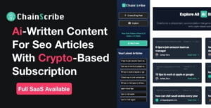 ChainScribe - Full SAAS Open AI SEO Articles with crypto-based subscription Full Theme With Lifetime Update.