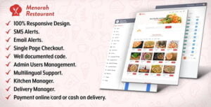 Menorah Restaurant - Restaurant Food Ordering System With Lifetime Update.