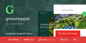 Grasshopper - Landscape Design and Gardening Services WP Theme With Lifetime Update.