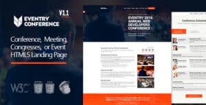 Eventry - Conference Meetup Landing Page WordPress Theme With Lifetime Update.