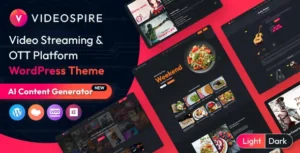 Videospire - Video Blog/Vlog Streaming & OTT Platform WordPress Theme with AI Content Generator With Lifetime Update.
