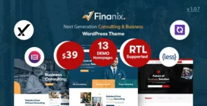 Finanix - Business WordPress Theme with Lifetime Update.