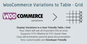 WooCommerce Variations to Table - Grid With Lifetime Update.